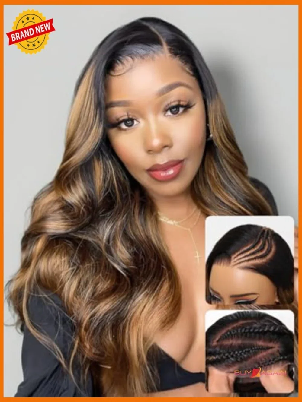 Glueless Body Wave Wig Pre Cut Lace Front Human Hair 18 inch 150% Density